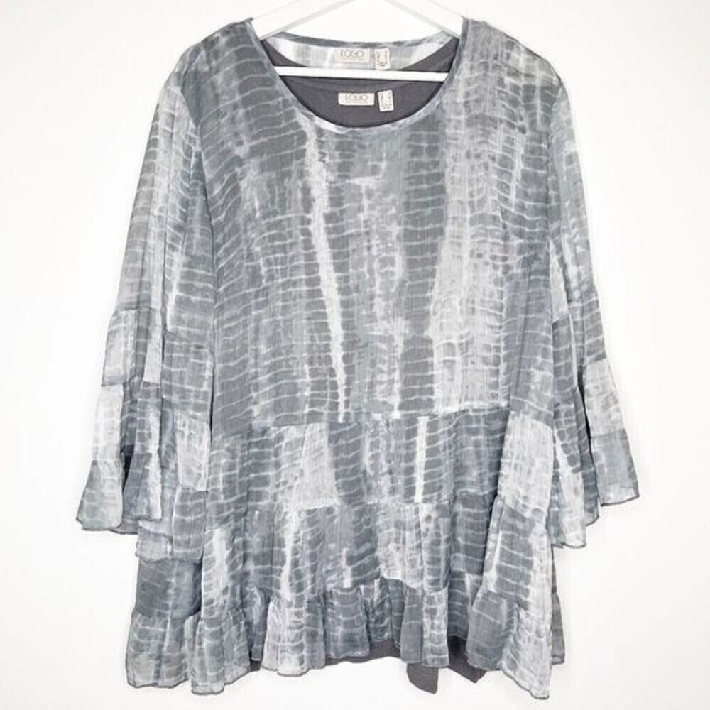 LOGO LORI GOLDSTEIN Ruffle Tunic - Picture 2 of 7